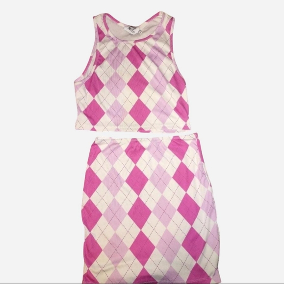 Princess Polly Pink Argyle Skirt Set - Picture 2 of 15